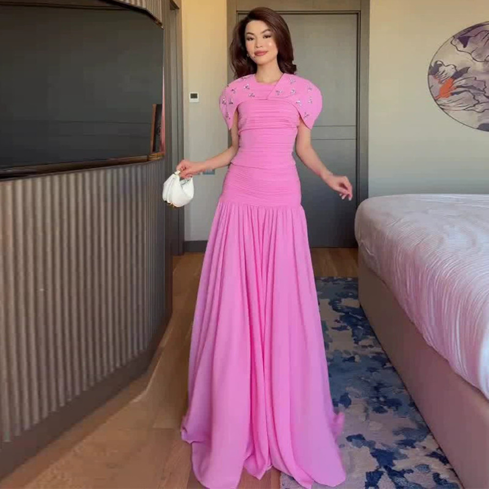 Forever 21 Summer Rhinestone Shawl Pink Elegant Slim-Fit Dress